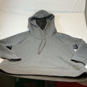 GreenTea Gray Quilted Hoodie with Green Logo Accent Sz L. 0715